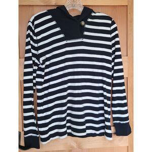 Lauren Ralph Lauren 100% Cotton Breton Striped Nautical MEDIUM Sweater Black M‎